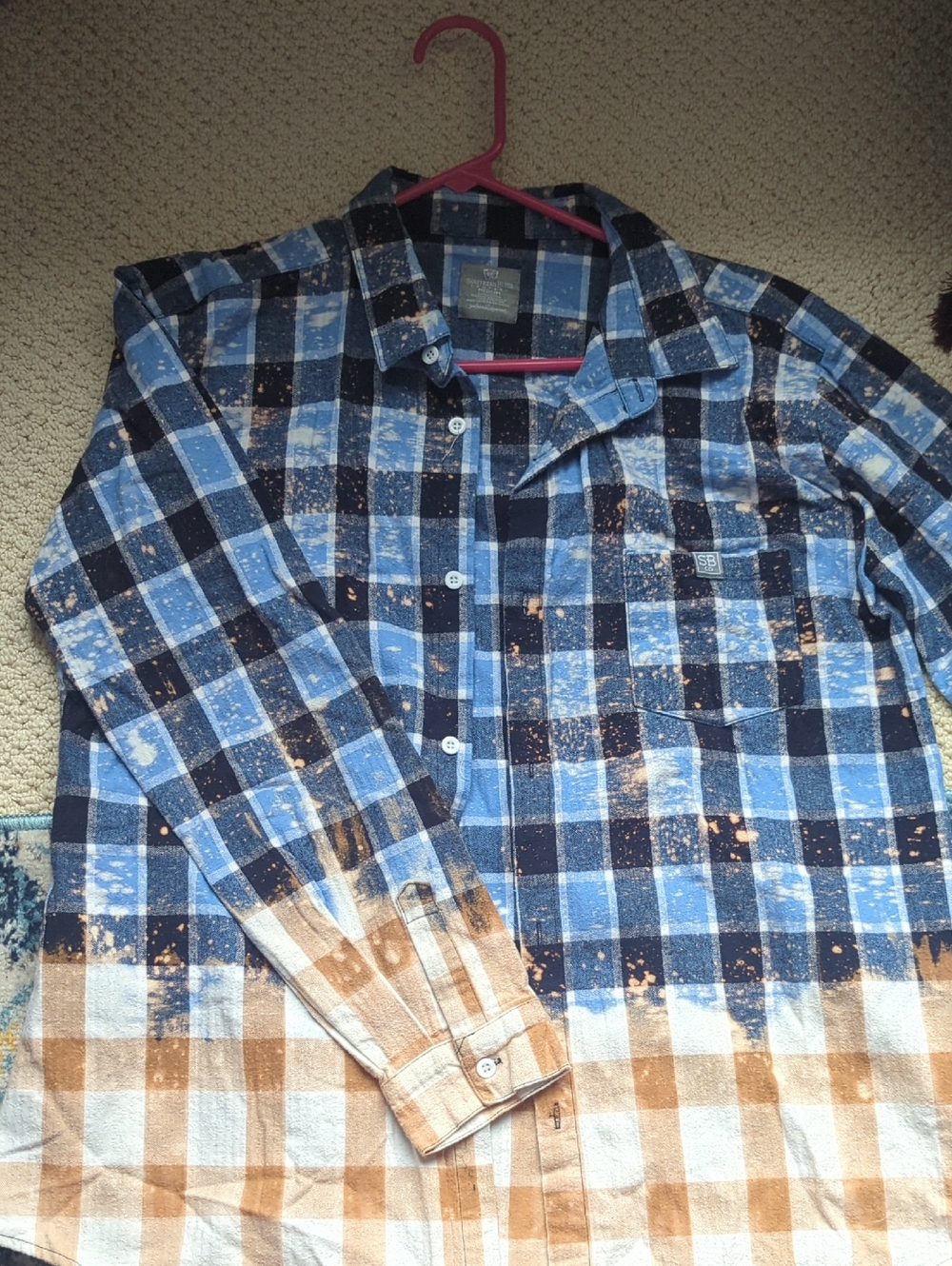 Women's Blue and Brown Plaid Long-Sleeve Flannel Button-Up Shirt
